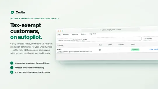 Certly — Resale &amp; Tax‑Exempt screenshot