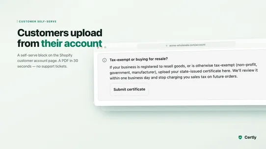 Certly — Resale &amp; Tax‑Exempt screenshot