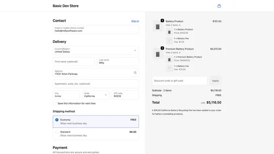 CA Battery Fee screenshot