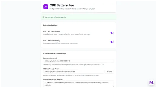 CA Battery Fee screenshot