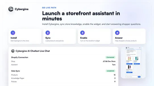 Cybergine AI Chatbot Live Chat screenshot