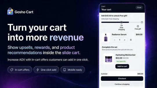 GoSho Cart &amp; Upsells screenshot