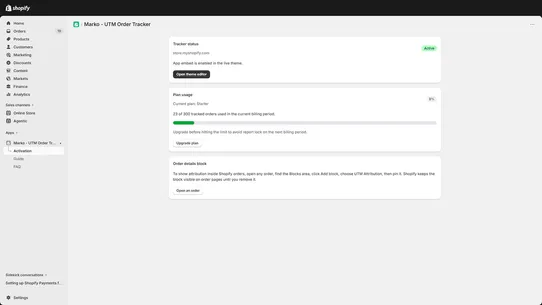 Marko ‑ UTM Order Tracker screenshot