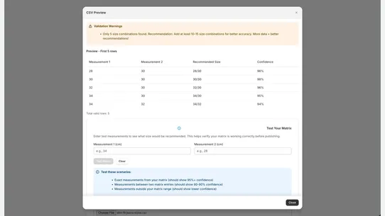 MatrixFit Recommender screenshot