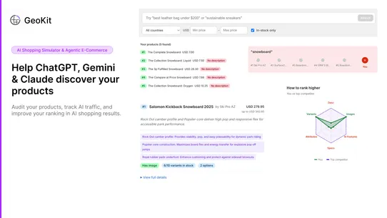 GEOKit: Rank in AI Shopping screenshot