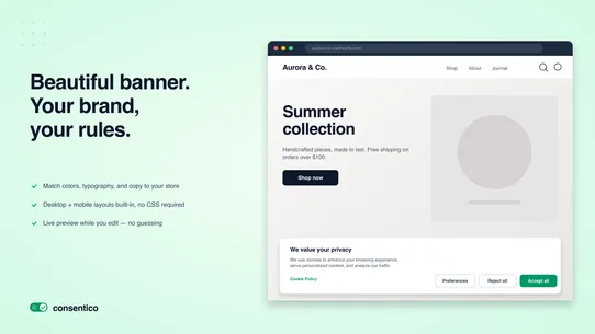 Consentico: GDPR Cookie Banner screenshot