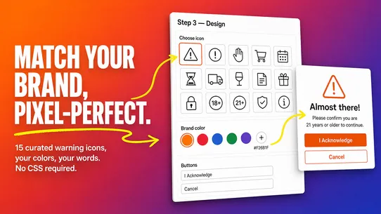 WARN: Product Warning &amp; Popup screenshot