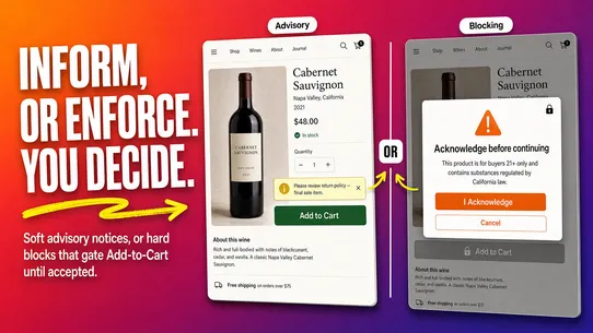 WARN: Product Warning &amp; Popup screenshot