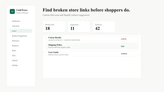 LinkTrace Redirect Manager screenshot