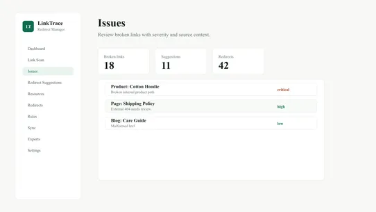 LinkTrace Redirect Manager screenshot