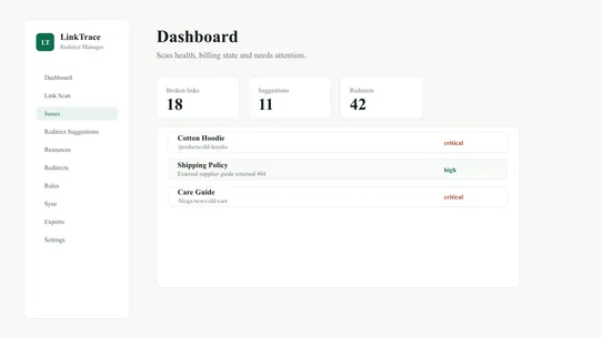 LinkTrace Redirect Manager screenshot