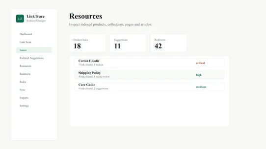 LinkTrace Redirect Manager screenshot