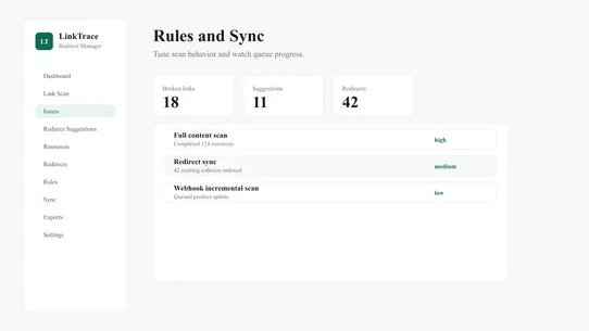 LinkTrace Redirect Manager screenshot