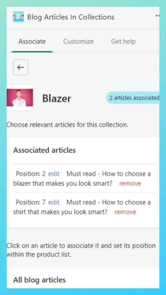 Blog Articles in Collections screenshot