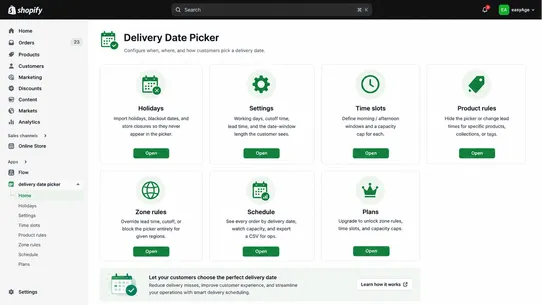 Delivery Date Picker screenshot