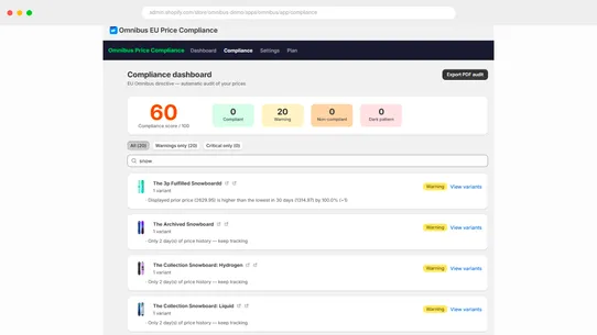 Omnibus EU Compliance screenshot