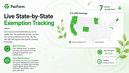 PacForm ‑ US EPR &amp; CAA Reports screenshot