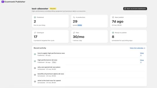 Ecomrank Publisher screenshot