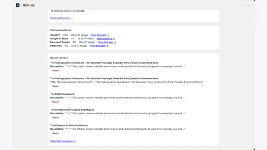 GEO ‑ AI Shopping Optimization screenshot