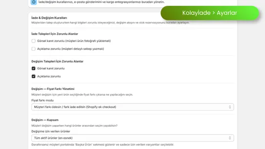 Kolayİade ‑ İade &amp; Değişim TR screenshot