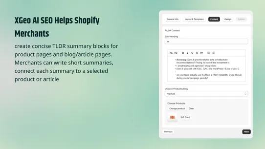 xGeo: AI Product &amp; LLM SEO AEO screenshot