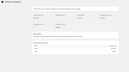 RefundLens: Refund Loss Monito screenshot