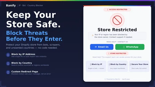 Banify IP Bot Country Blocker screenshot