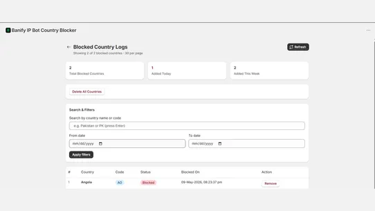 Banify IP Bot Country Blocker screenshot