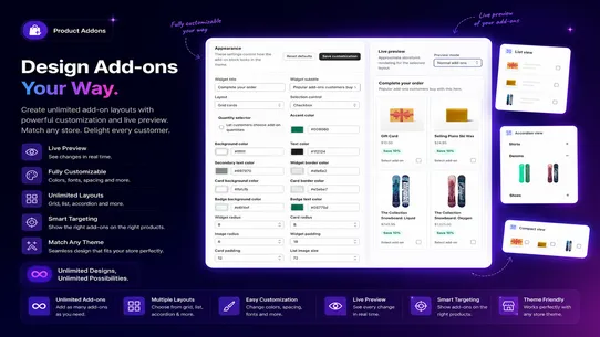 Product Addons Upsells engine screenshot