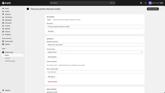 AI Product Recommendation Quiz screenshot