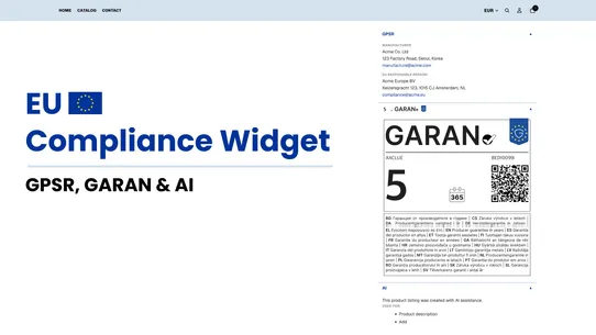 GARAN: EU Compliance Widget screenshot