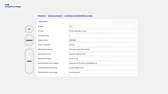 GARAN: EU Compliance Widget screenshot