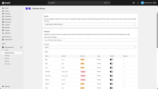 AllergenAware screenshot