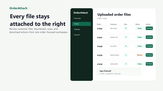 OrderAttach File Upload screenshot