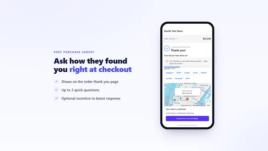 Zenith Post Purchase Survey screenshot