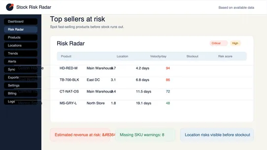 Stock Risk Radar screenshot