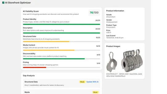 B2Sell AI Storefront Optimizer screenshot