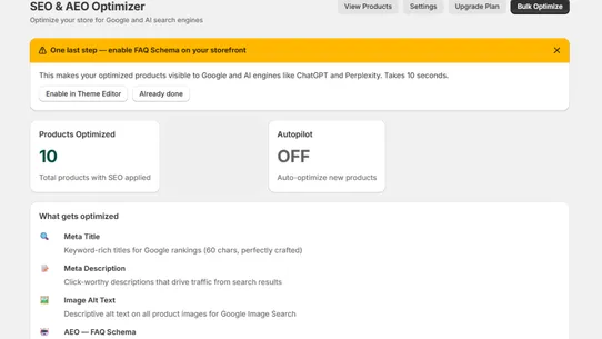 Axiom ‑ AI SEO &amp; AEO Optimizer screenshot