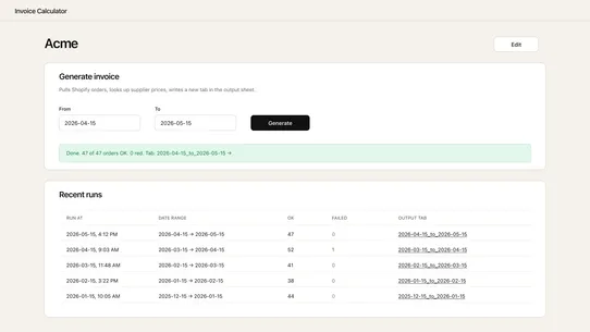Invoice Calculator screenshot