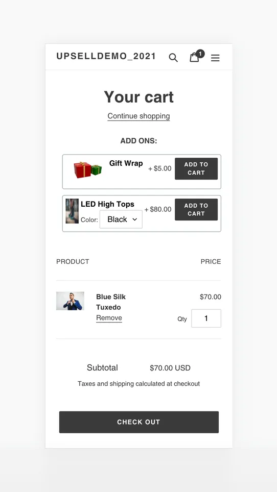 Upsell Product Add‑Ons • SG screenshot