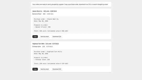 Restocked: Reorder Alerts screenshot