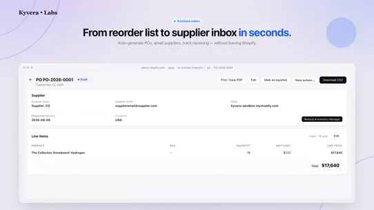 Restock &amp; Inventory Manager screenshot