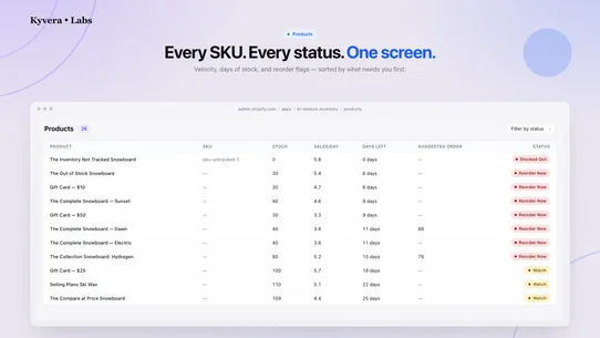 Restock &amp; Inventory Manager screenshot