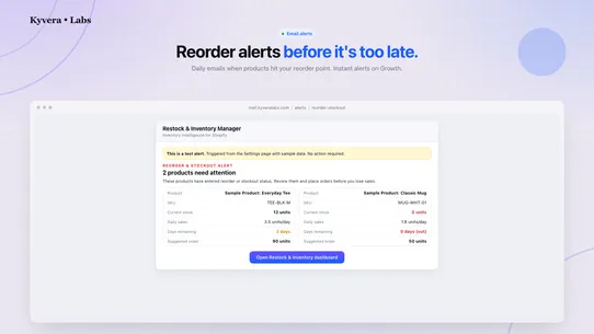 Restock &amp; Inventory Manager screenshot