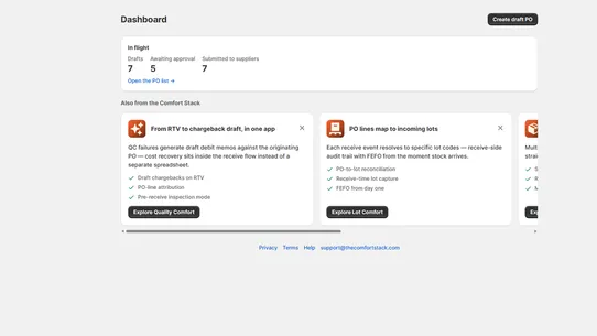 Purchase Comfort screenshot