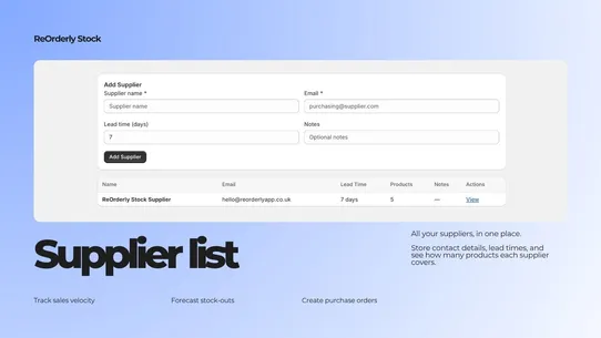Reorderly Stock screenshot