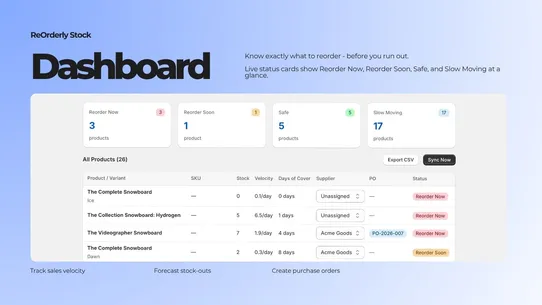 Reorderly Stock screenshot