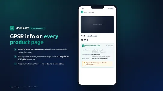 GPSRReady ‑ GPSR Compliance screenshot