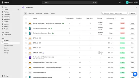 Shelflife: low stock forecasts screenshot
