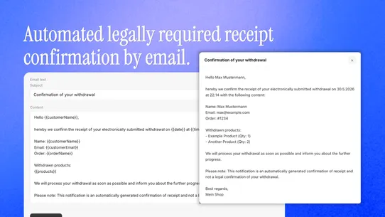 EU Withdrawal Form &amp; Button screenshot